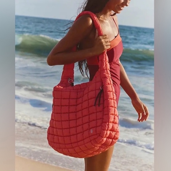 FP Movement by Free People Handbags - FP Movement by Free People Quilted Tote in Coral
